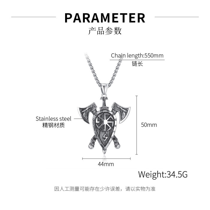Retro Double Axe Lightning Titanium Steel Pendant Personality Fashion Stainless Steel Necklace