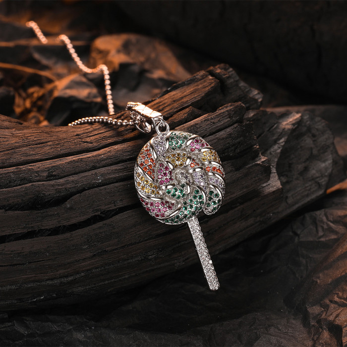 Rainbow Lollipop Necklace for Women
