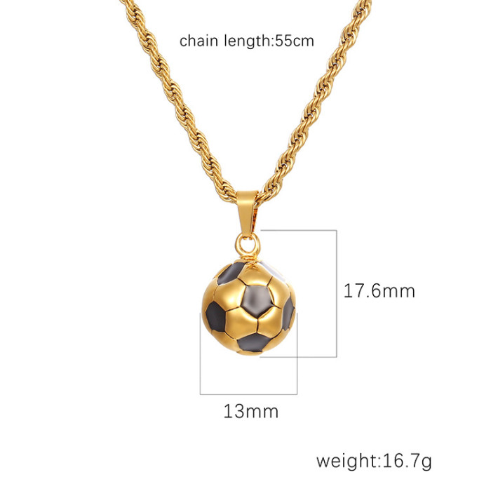 Ins Sports Personality Stainless Steel Titanium Steel Football Necklace Creative Cup for Women Man