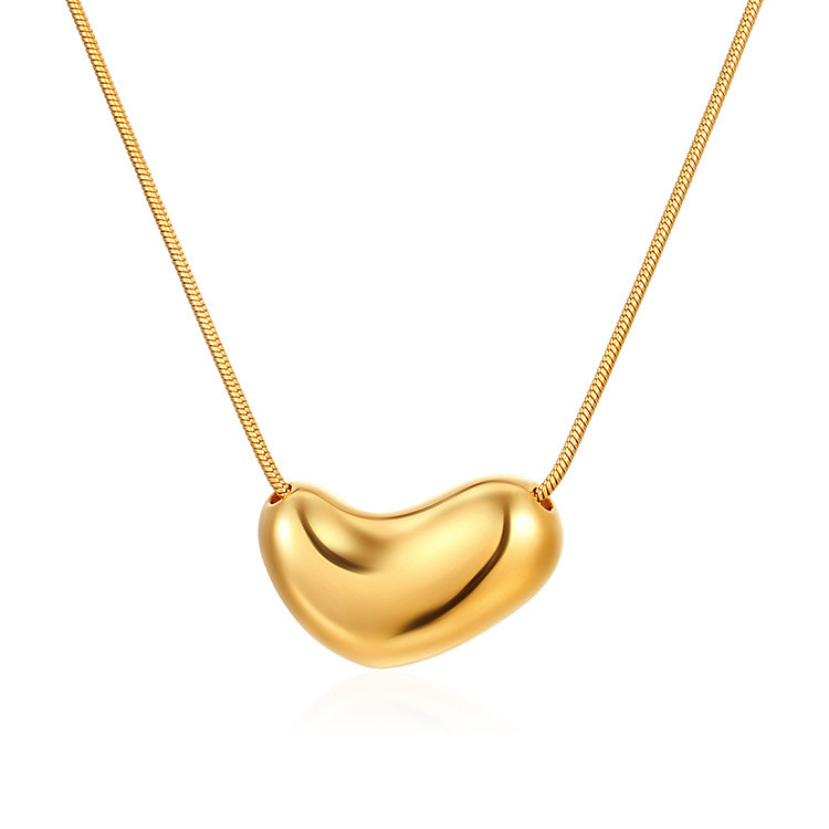 Heart Women's 18K Gold-Plated Stainless Steel Snake Bone Chain Pendant Necklace