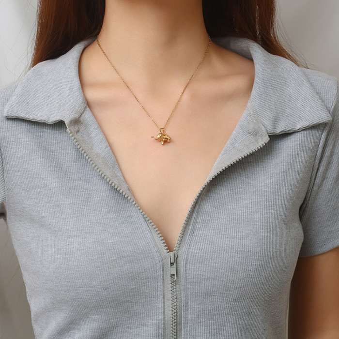 Small Cute Stainless Steel Elephant Pendant Necklace Premium Vintage Women's 18K Necklace