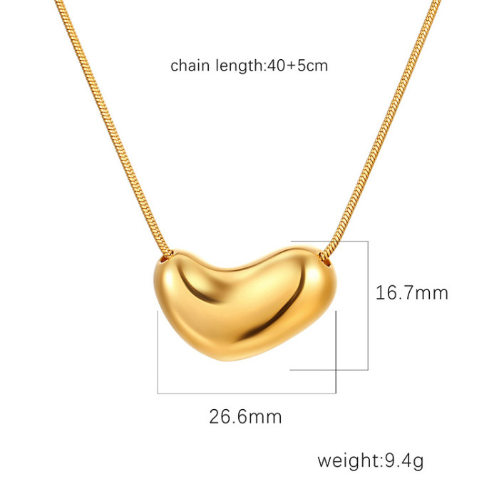 Heart Women's 18K Gold-Plated Stainless Steel Snake Bone Chain Pendant Necklace