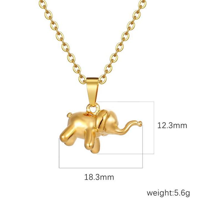 Small Cute Stainless Steel Elephant Pendant Necklace Premium Vintage Women's 18K Necklace