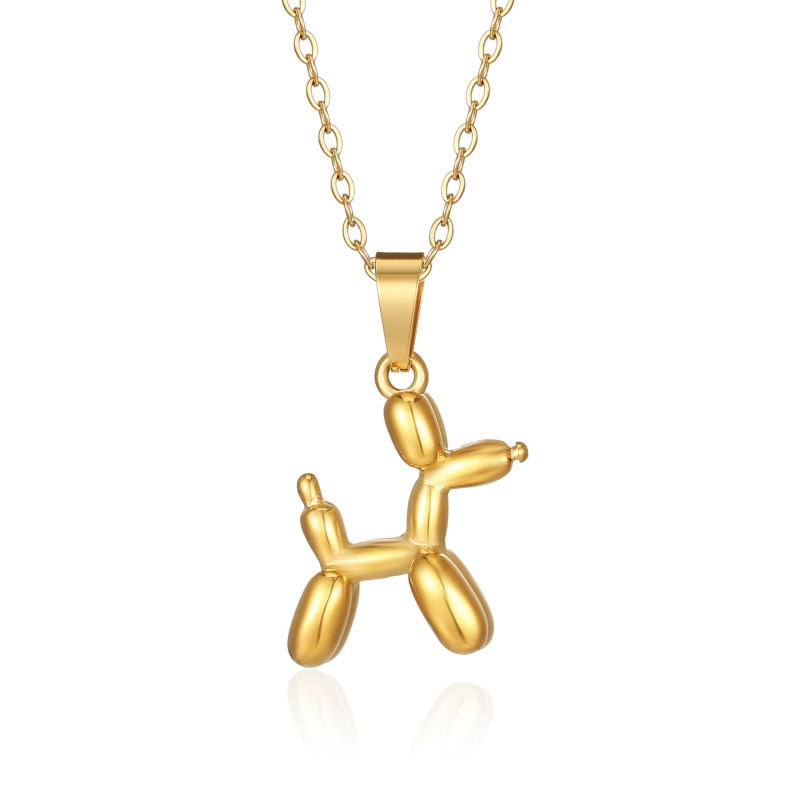 Stainless Steel Women's Ins Cute Personalized Puppy Three-Dimensional Necklace