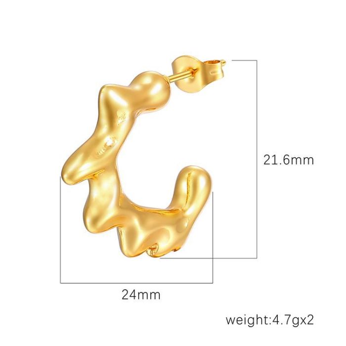 Wholesale High-Grade Irregular Personality Stainless Steel Simple 18K Gold Plated Women's Fashion Hoop Earrings