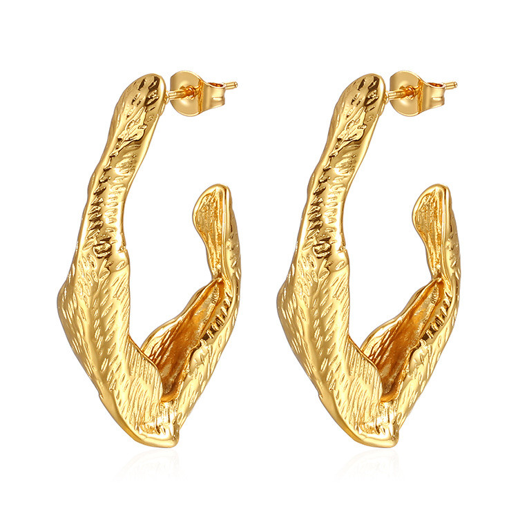 Exaggerated Fashion Irregular Stainless Steel Ins Retro Simple Women's 18K Gold Plated Earrings