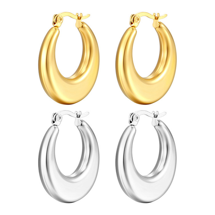 Stainless Steel Glossy Hollow Ins Light Luxury Simple Fashion Hoop Earrings