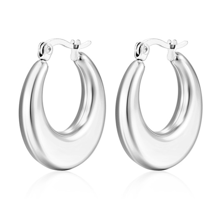 Stainless Steel Glossy Hollow Ins Light Luxury Simple Fashion Hoop Earrings