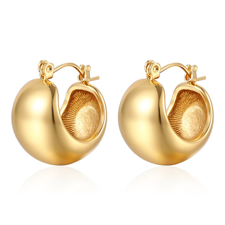 Round Ball Glossy Elegant Simple Noble Stainless Steel Women's Earrings Gift
