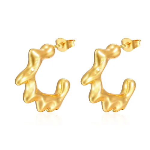 Wholesale High-Grade Irregular Personality Stainless Steel Simple 18K Gold Plated Women's Fashion Hoop Earrings