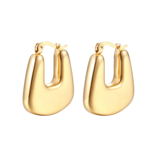 Stainless Steel Hollow Fashion Trend 18K Gold Plated Women's Hoop Earrings