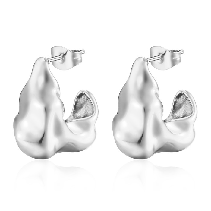 Stainless Steel Cute Trend  Embossing Ear Studs Earring Posts Piercing Jewelry