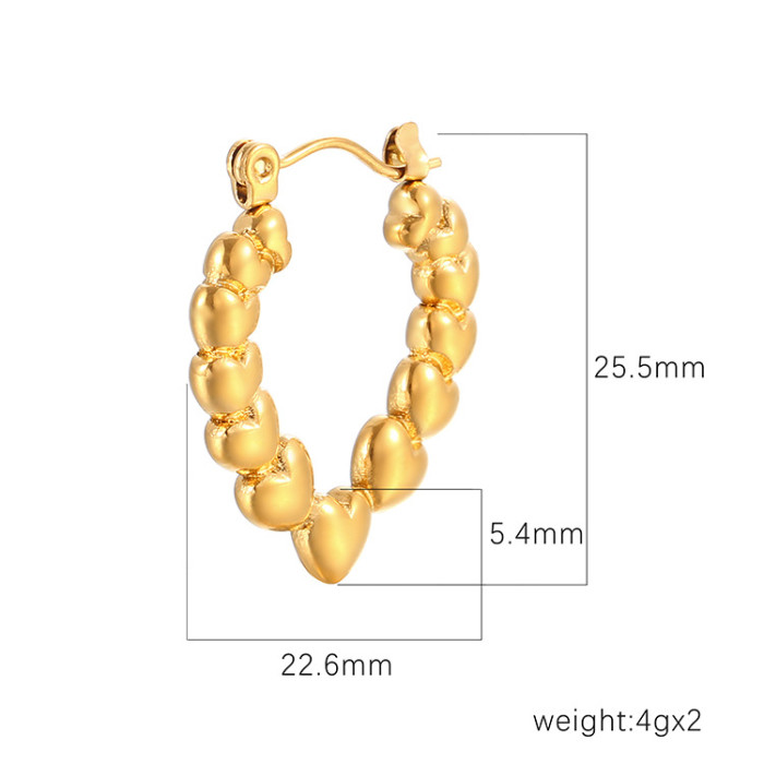 Stainless Steel Heart Shaped Hoop Earring 18K Gold Plated Tarnish Free Waterproof Hypoallergenic Jewelry for Women