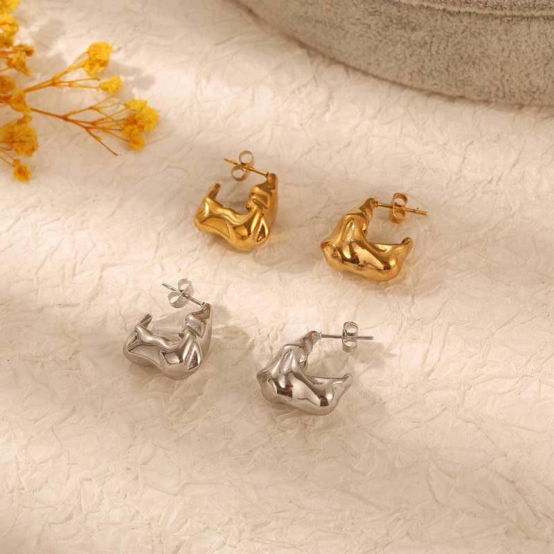 Stainless Steel Cute Trend  Embossing Ear Studs Earring Posts Piercing Jewelry