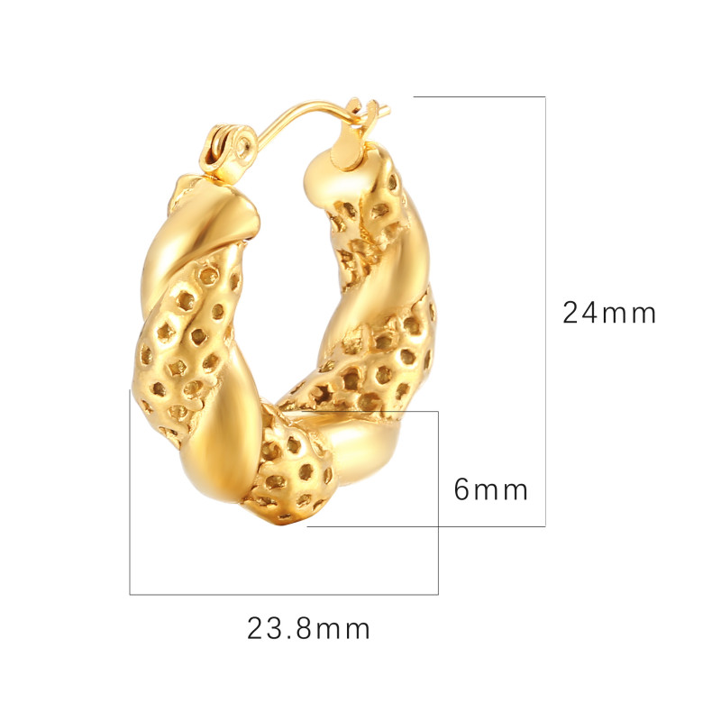 Chunky Gold Color Stainless Steel Hoops for Women  Circle Round Huggie Earrings Punk Luxury Jewelry Not Fade