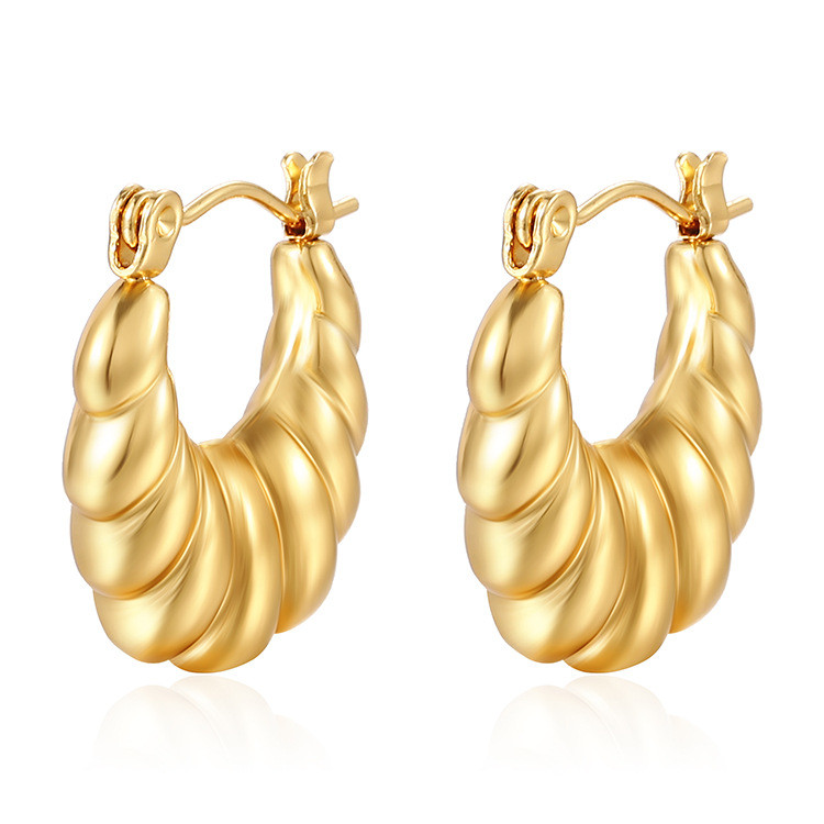 18K Gold Plating Stainless Steel Exaggerated Big Statement Hoop Earrings for Women