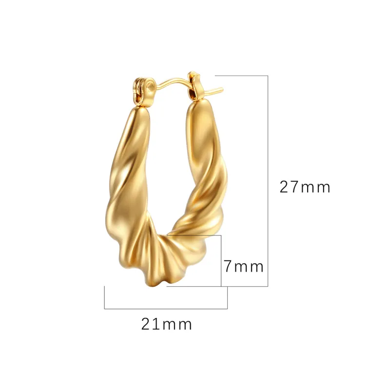 Gold Color Stainless Steel Earrings for Women  Geometric Piercing Earrings 2024 Trend Wedding Fashion Jewelry Gift