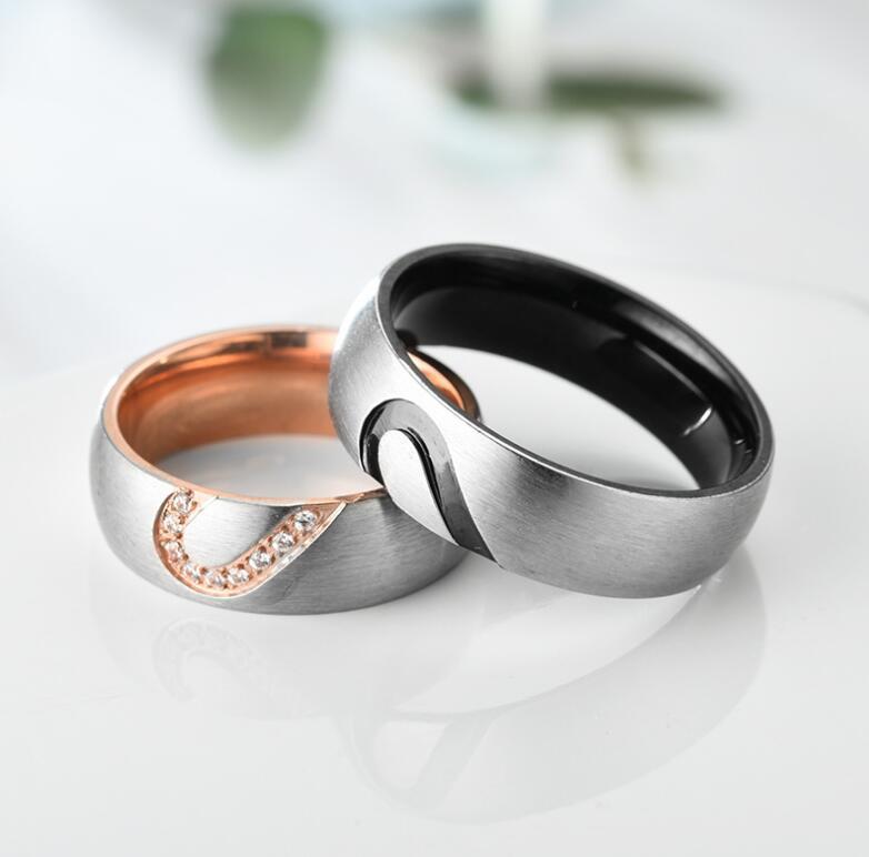 Titanium Steel Couple Ring Fashion Diamond-Studded Ring Women