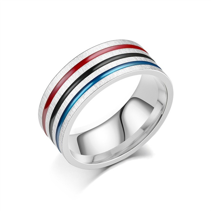 Titanium Steel Ring Rainbow Drip Ring