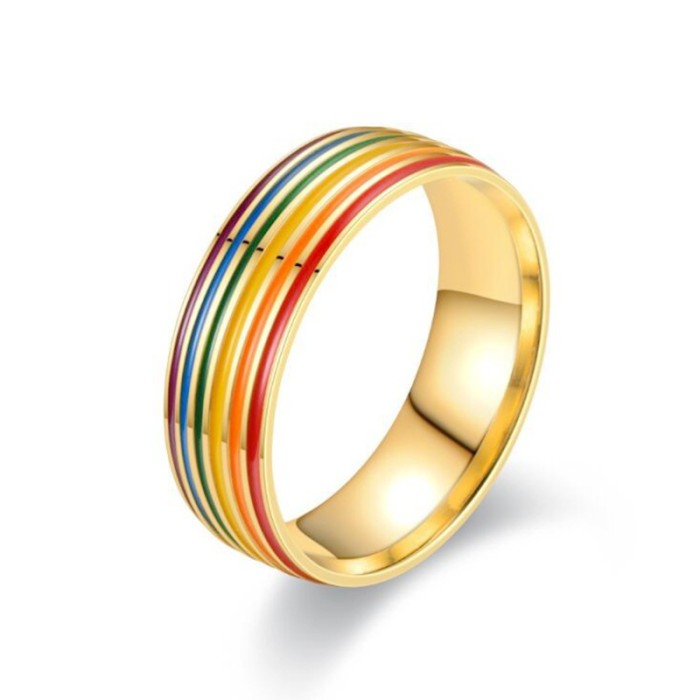 Colorful Dripping Oil Couple Ring