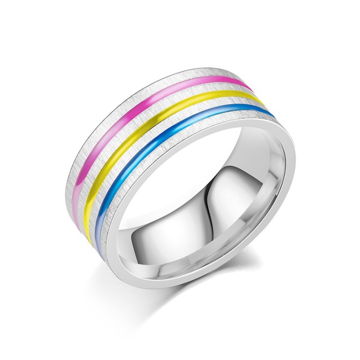 Titanium Steel Ring Rainbow Drip Ring