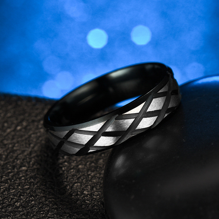Titanium Steel Ring Black Men's Retro