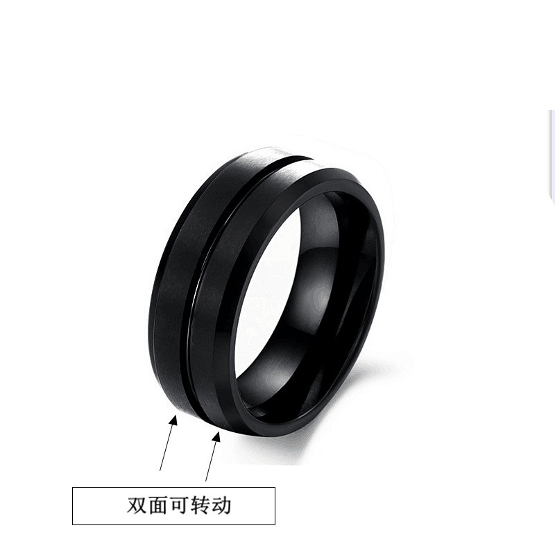 Frosted Classic Black Stainless Steel Ring