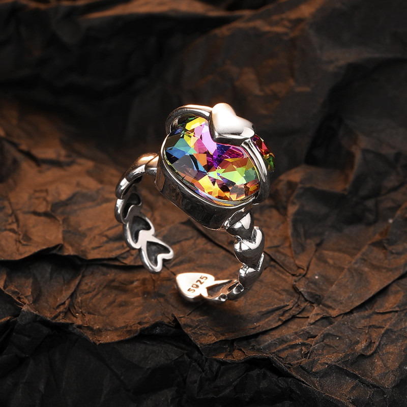 Ring Female with Hearts Simple Retro