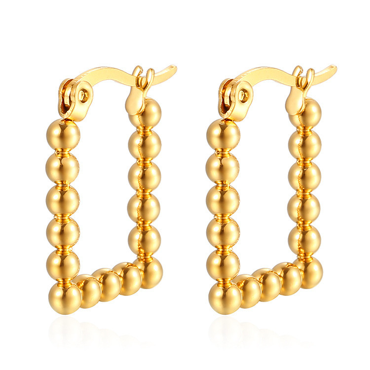 Stainless Steel Earrings Gold Plated Large Round Korean Hoop Earring for Women Female Jewelry Luxury