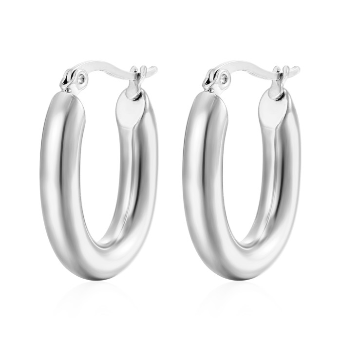 Classic Simple  Round Stainless Steel Big Round Female Hoop Earrings for Women Gifts Fashion Jewelry
