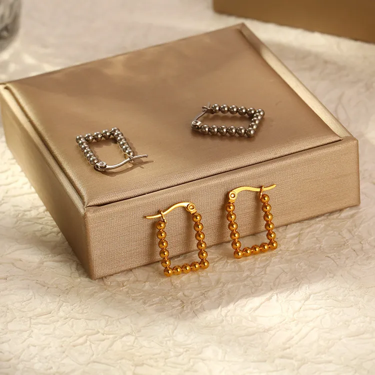 Stainless Steel Earrings Gold Plated Large Round Korean Hoop Earring for Women Female Jewelry Luxury