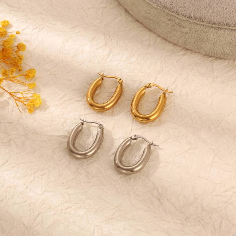 Classic Simple  Round Stainless Steel Big Round Female Hoop Earrings for Women Gifts Fashion Jewelry