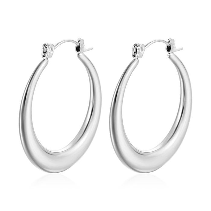Vintage Round Stainless Steel Hoop Earrings for Women Geometric Earring 2024 Trending Statement Ear Jewelry Christmas Gift