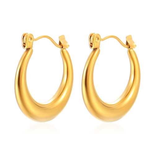 Vintage Round Stainless Steel Hoop Earrings for Women Geometric Earring 2024 Trending Statement Ear Jewelry Christmas Gift