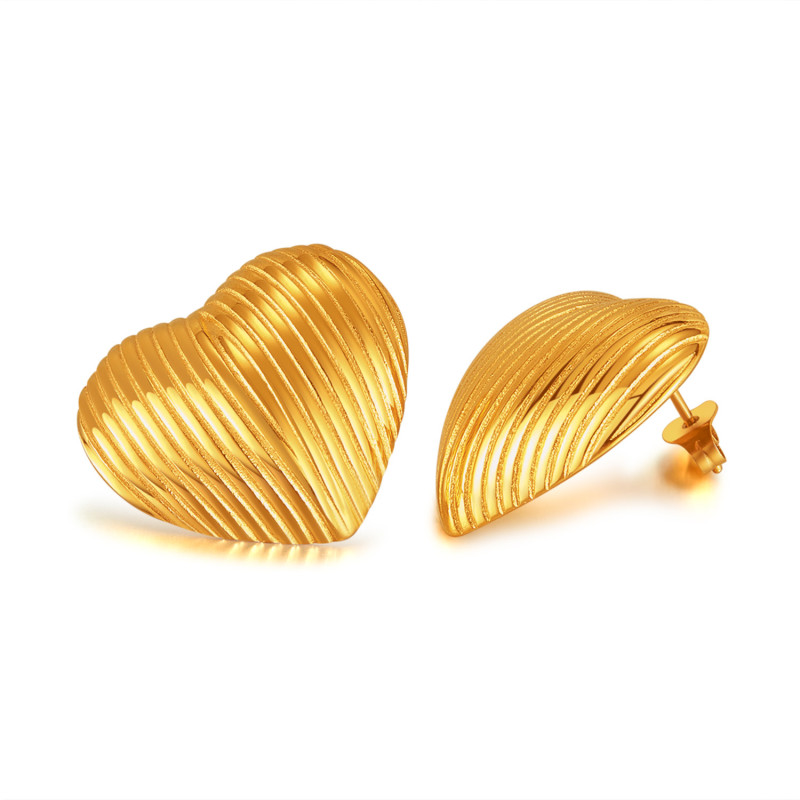 Retro Fashion Commuter Stainless Steel Love Heart Geometric Personalized Simple Stud Earrings