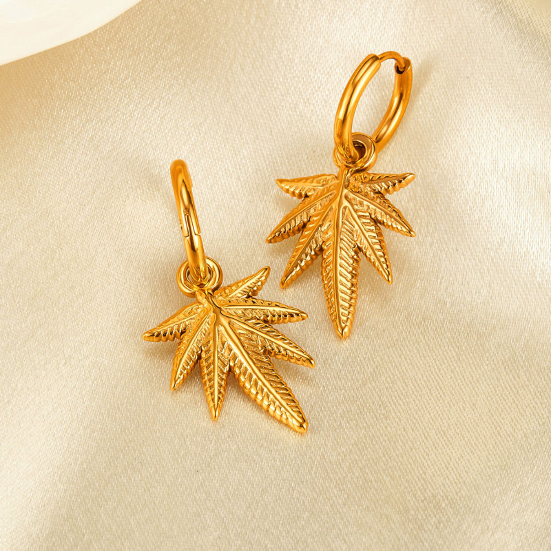 Personalized Fashion Retro Creative Stainless Steel Maple Leaf Earrings