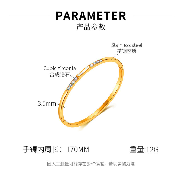 Fashion Ol Stainless Steel Micro Inlaid Zircon Simple Bracelet