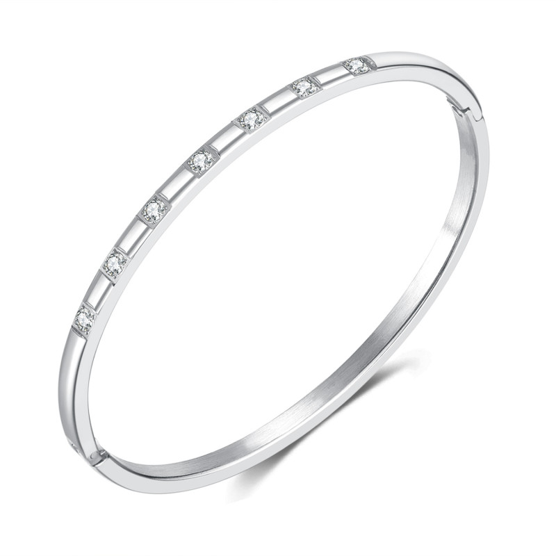 Fashionable Elegant Stainless Steel Simple Inlaid Zircon Bracelet