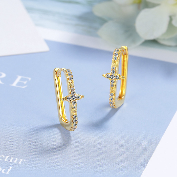 XINGX Oval Earrings Creative Style Stone Personalized Ear Clips