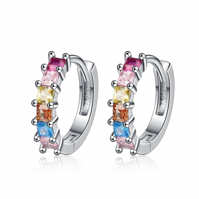 Geometric Zircon Rainbow Earrings