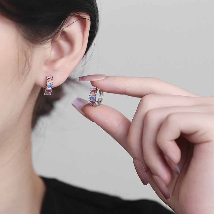 Color Zircon Hollow Eardrop Earring