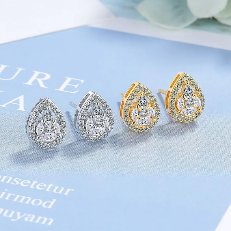 Water Drop Square Long Zircon Earrings
