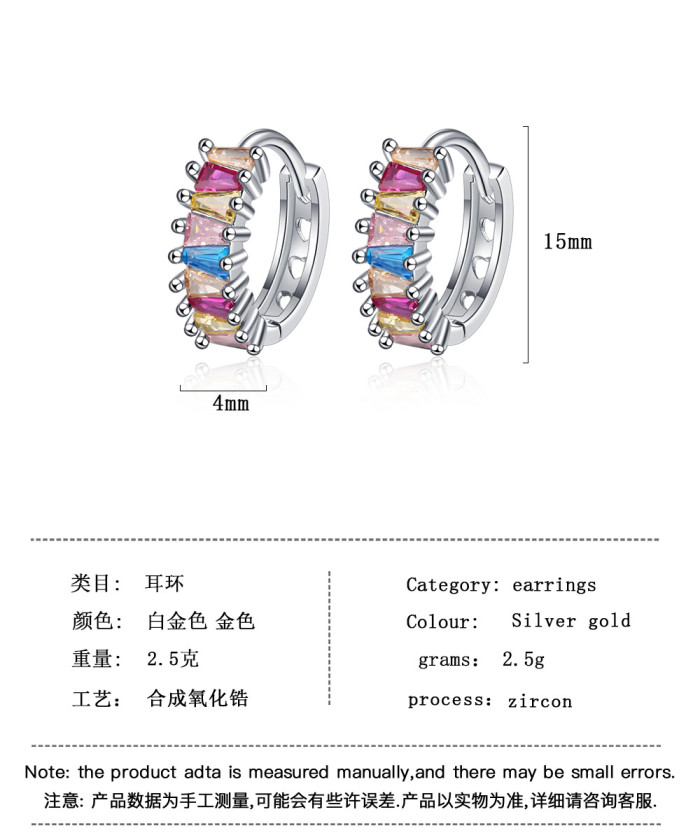 Color Zircon Hollow Eardrop Earring