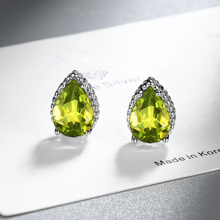 Zircon Stud Earrings Women's Water Drop Simple Earrings