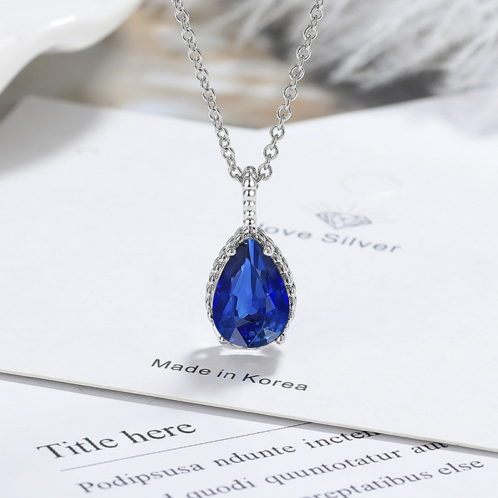 Teardrop Diamond Pear-Shaped Necklace for Women