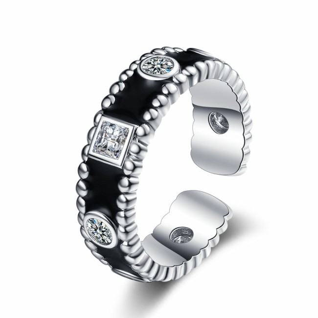 Zircon Flower Open Ring Simple