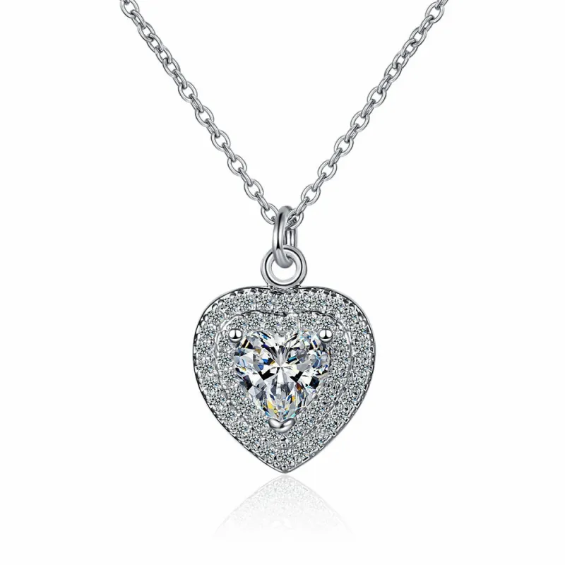 Zircon Full Diamond Heart-Shaped Necklace