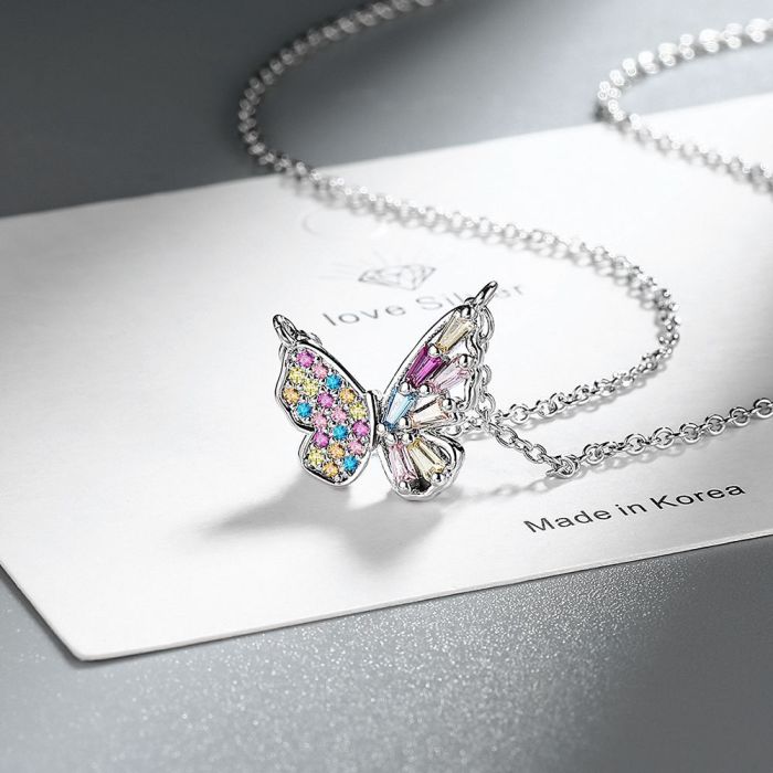 Colorful Zircon Butterfly Necklace Fashion Simple
