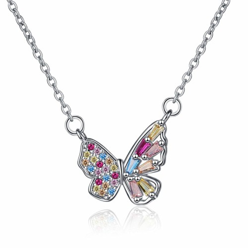 Colorful Zircon Butterfly Necklace Fashion Simple