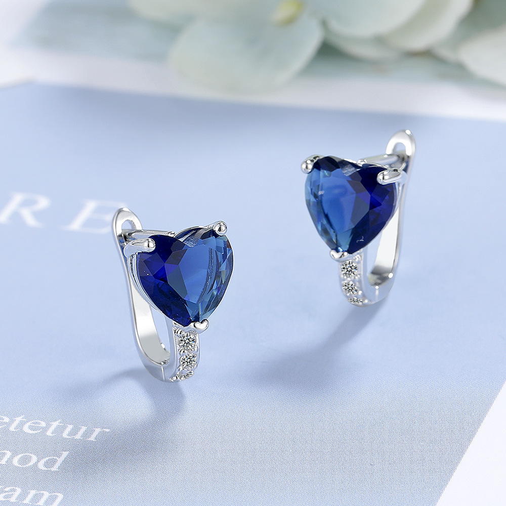Love Heart Earrings Women's Korean-Style Rhinestone Zircon Earrings3
